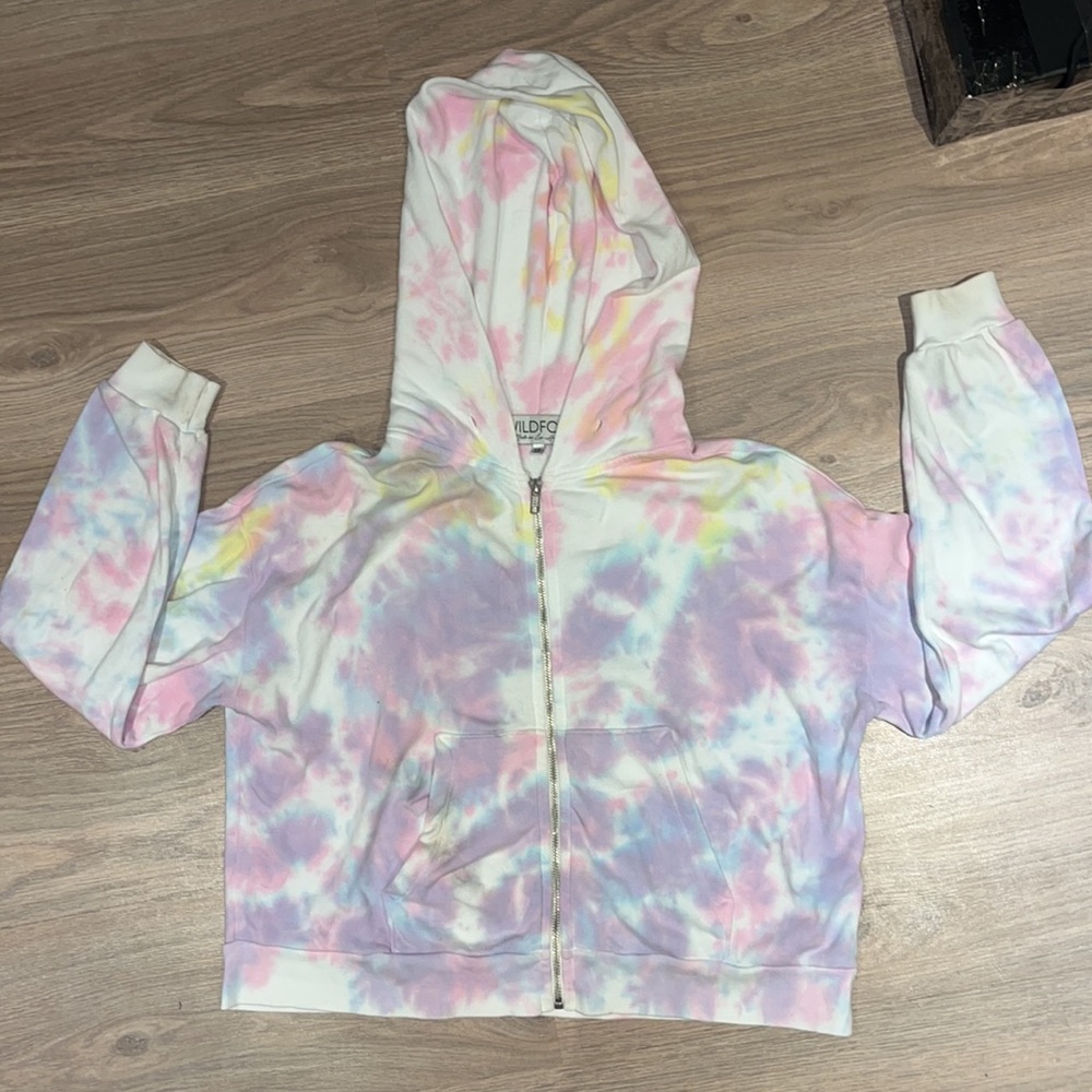 Wild fox Tie Dye Zip Up Sweater (size XS)